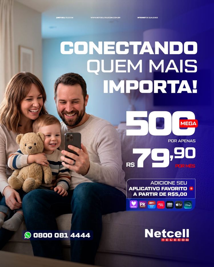 Netcell - Conectando quem mais importa: 500 Mega por R$ 79,90